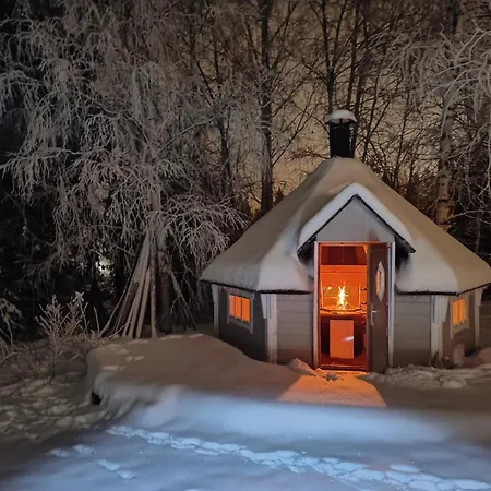 Arctic Aurora With A Lappish Grill Hut - Northern Lights And Private Sledding Hill In The Backyard, In The Hometown Of Santa Claus, *