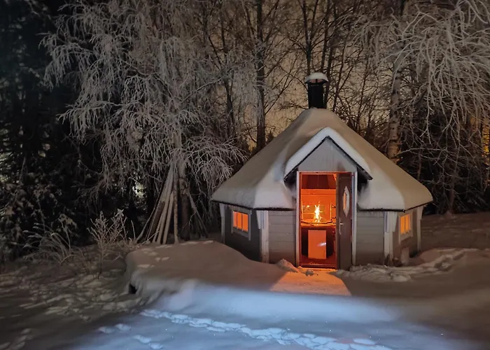 Arctic Aurora With A Lappish Grill Hut - Northern Lights And Private Sledding Hill In The Backyard, In The Hometown Of Santa Claus, *